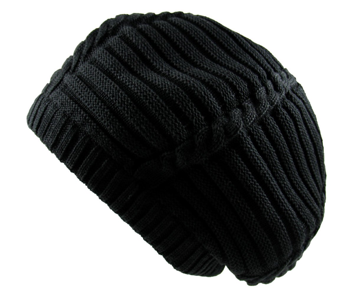 RW 100% Cotton Classic Rasta Slouchy Ribbed Beanie Hats for Men & Women - Soft Winter Knit Hat for Outdoor Activities, Streetwear Fashion & Cold Weather Protection