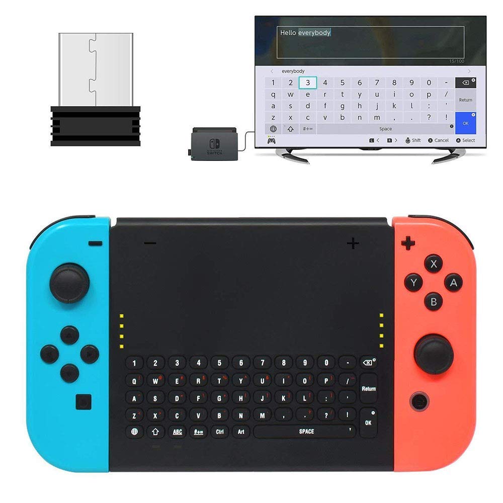 OSTENT 2.4GHz Wireless Remote Controller Keyboard for Nintendo Switch Joy-Con Game - Perfect for Gaming, Typing & Streaming on Nintendo Switch Console