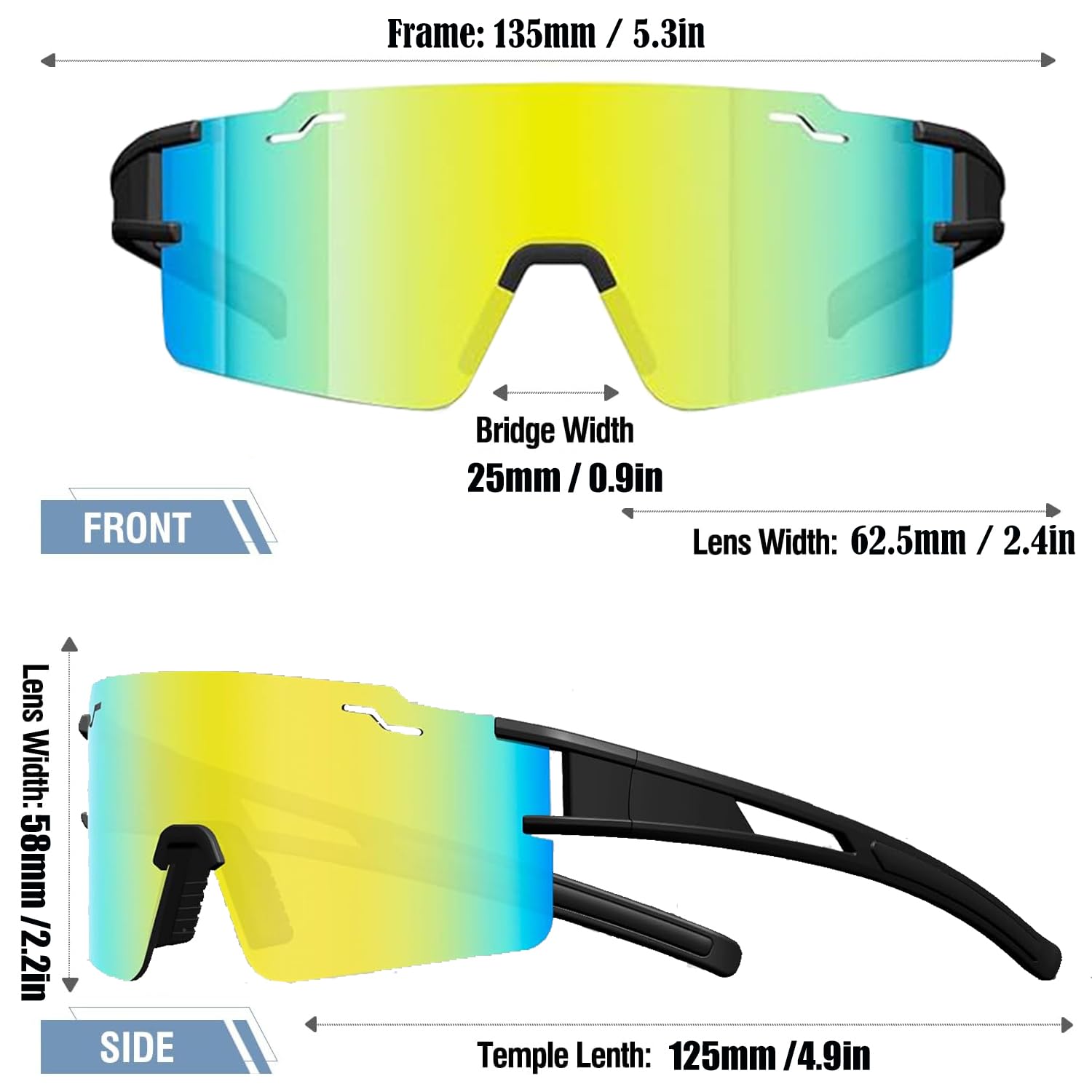 Polarized Sports Sunglasses for Men & Women - UV400 Protection TR90 Frame Baseball Running Cycling Glasses - Perfect for Outdoor Activities, Driving, Fishing, and Hiking
