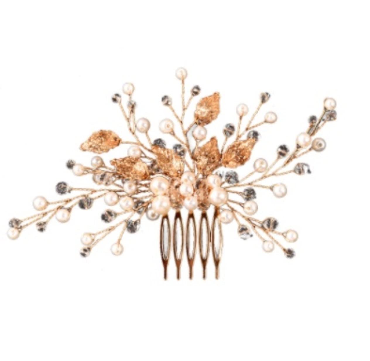 Golden Peacock Wedding Hair Comb Set - 2 Pcs Chinese Style Bridal Hair Clips with Veil for Bride, Bridesmaid & Special Occasions | Vintage Metal Side Comb Hair Accessories (Gold, One Size)