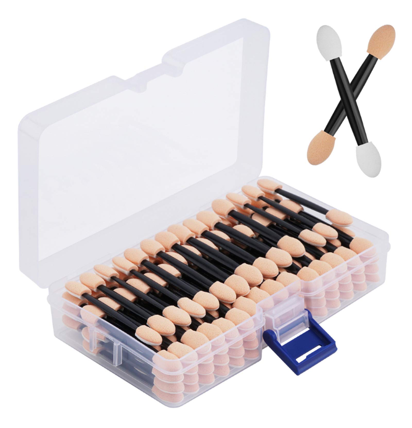 120PCS Dual-Sided Disposable Eyeshadow Sponge Applicators with Storage Container - 2.44 Inch Makeup Brushes for Professional & Everyday Eye Makeup - Perfect for Travel, Home Use & Makeup Artists