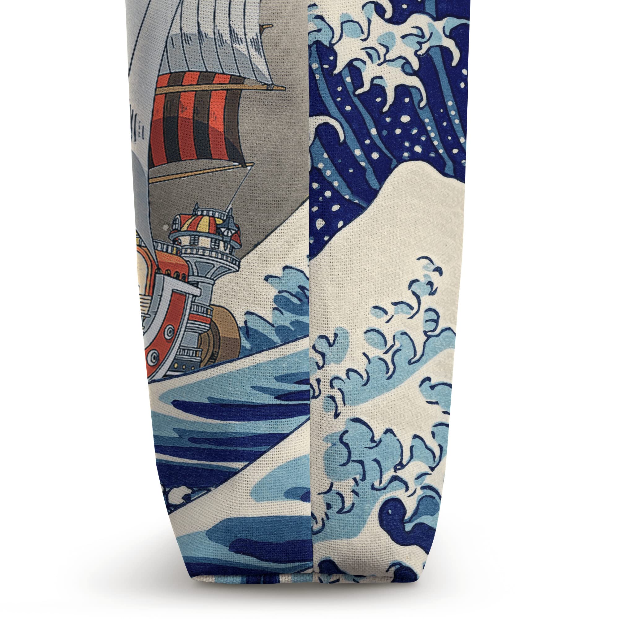 Kawaii Japanese Anime Tote Bag - Hokusai The Great Wave Off Kanagawa Art Print - Stylish & Durable Canvas Shopper for School, Work, Beach & Travel