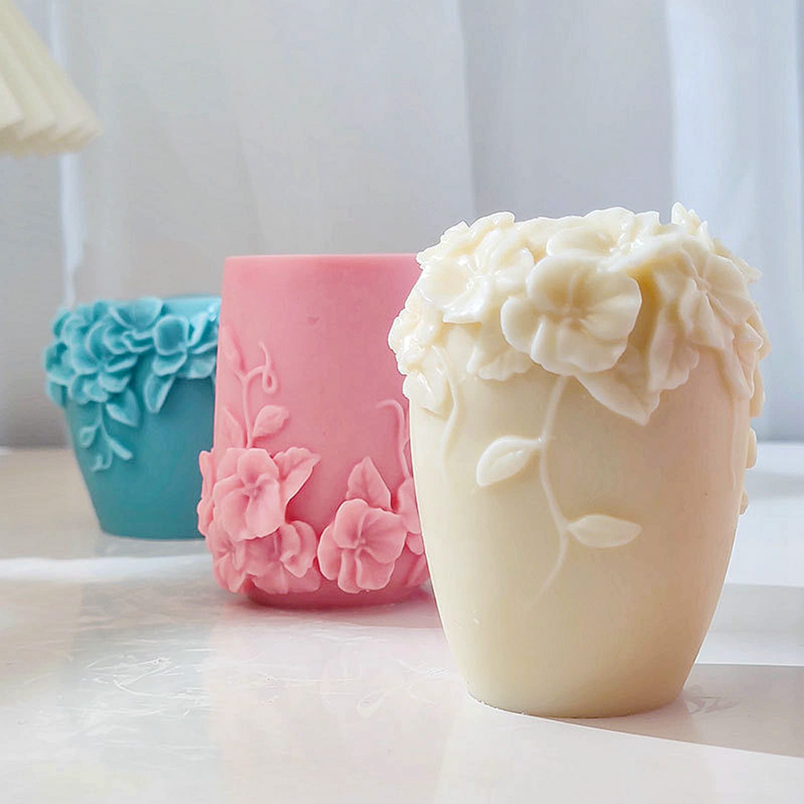 3D Rattan Flower Silicone Candle Molds - DIY Aromatherapy Candle Making, Handmade Soap & Wax Melts - Perfect for Home Decor, Wedding Centerpieces & Spa Relaxation (Set of 3)