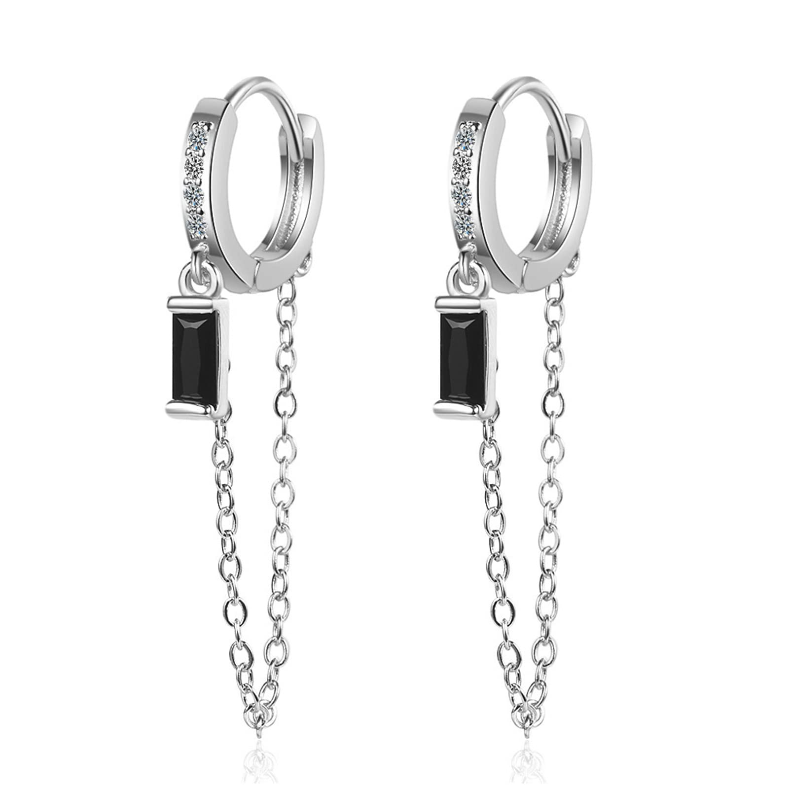Stylish Chain Hoop Earrings for Women - Trendy Tassel Chain Huggie Hoops with Double Drop Dangle Design | Perfect for Parties, Date Nights & Everyday Wear