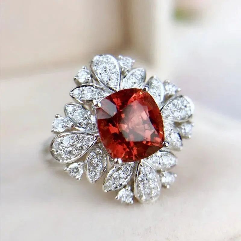 18K White Gold Natural Spinel & Diamond Engagement Ring - Certified Real Diamond Wedding Jewelry for Proposals, Anniversaries & Special Occasions