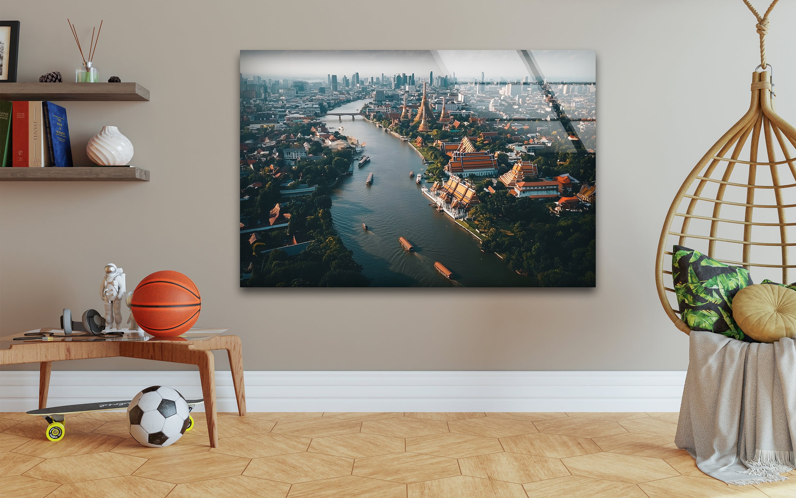 Bangkok Landscape Glass Wall Art - Stunning Thai Cityscape Decor for Living Room, Bedroom & Office - Perfect Modern Home & Office Wall Decor