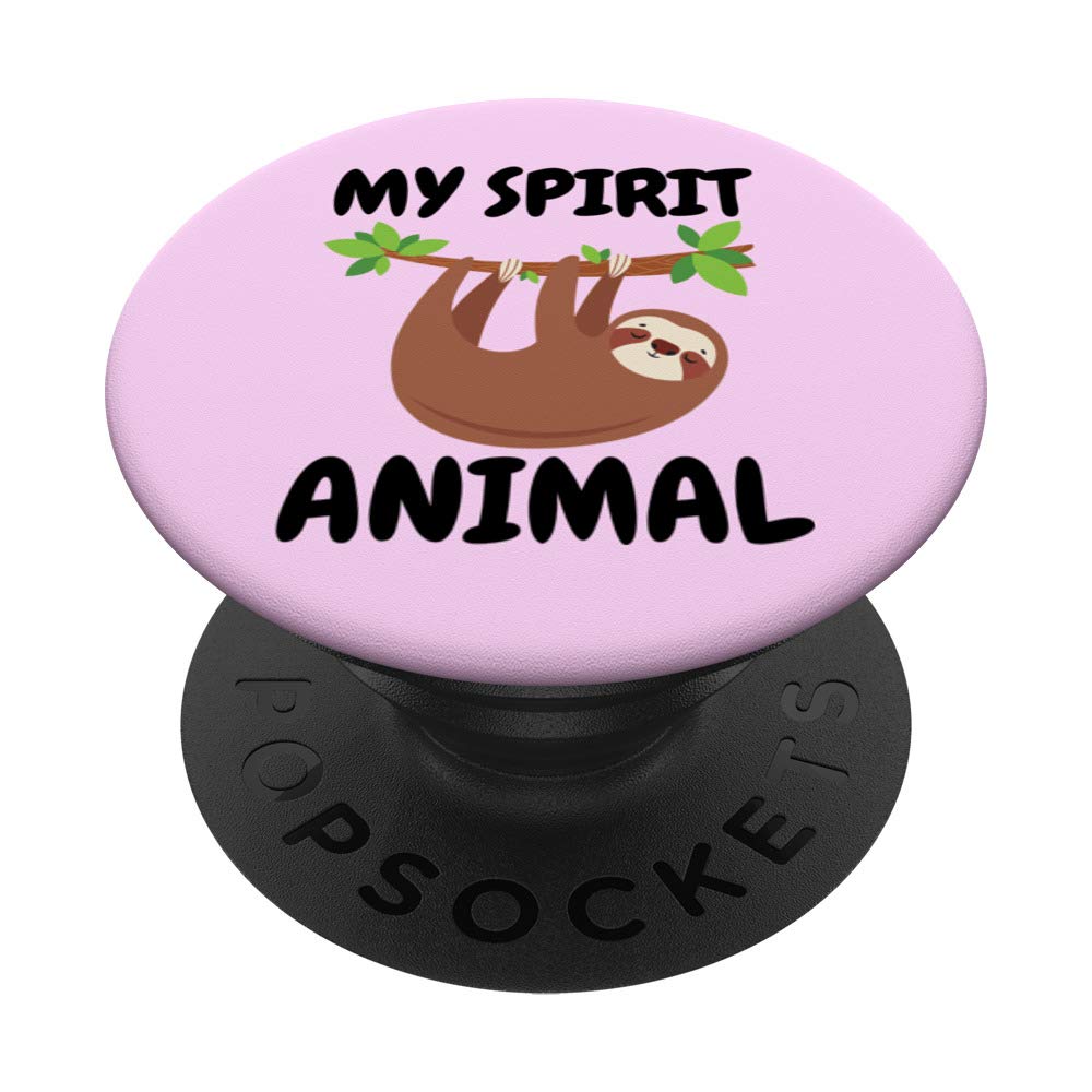 Sloth My Spirit Animal Pink PopSockets PopGrip - Swappable Phone Grip for iPhone, Samsung & Tablets | Cute Accessory for Work, Travel & Everyday Use
