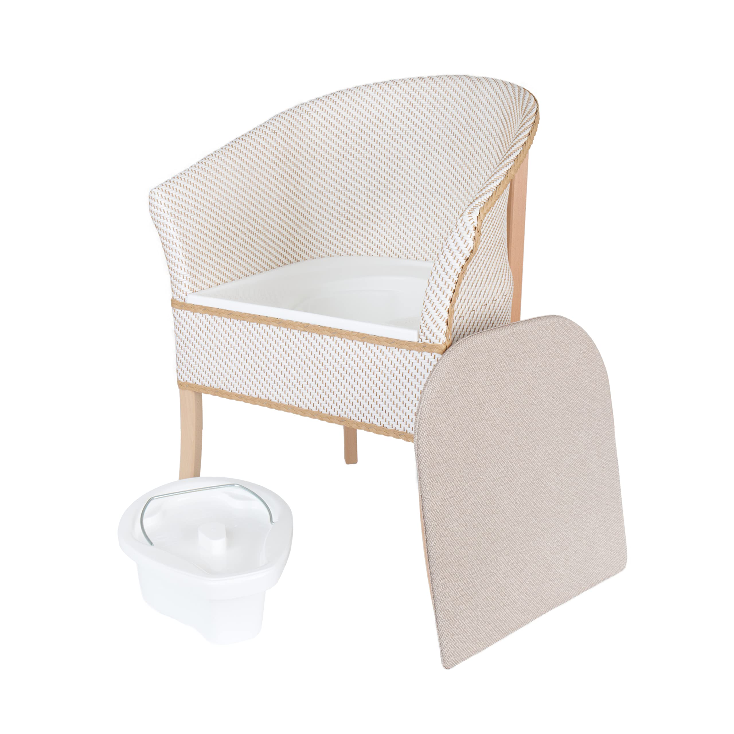 Derby Basketweave Commode Chair - Portable Toilet for Home & Clinic Use - Wicker Style Bedside Commode with Removable Bucket - Ideal for Elderly Care, Post-Surgery Recovery & Bathroom Accessibility