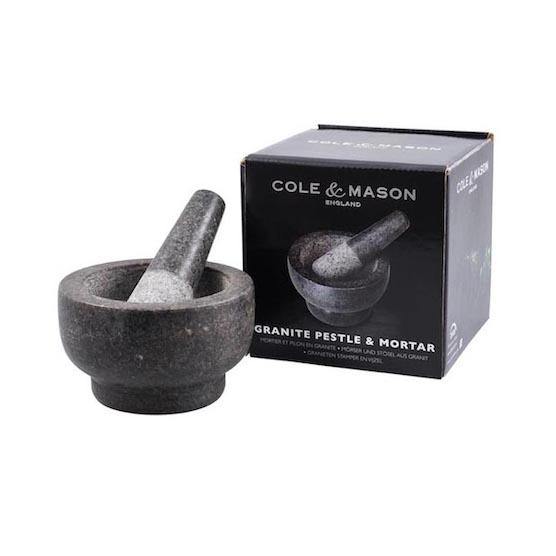 COLE & MASON Premium Gray Granite Mortar and Pestle Set - Spice Grinder for Herbs, Peppercorns, and Seasonings - Perfect for Cooking, Baking, and Fresh Spice Preparation