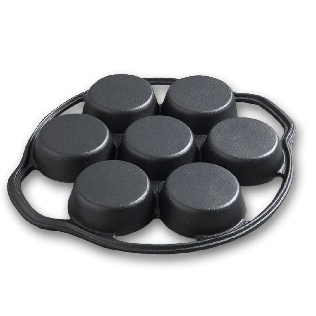 SOGA 32cm Cast Iron Takoyaki Pan - Japanese Octopus Balls Maker with 7 Hole Non-Stick Cavities - Perfect for Home Cooking, Party Snacks & Street Food Style Appetizers