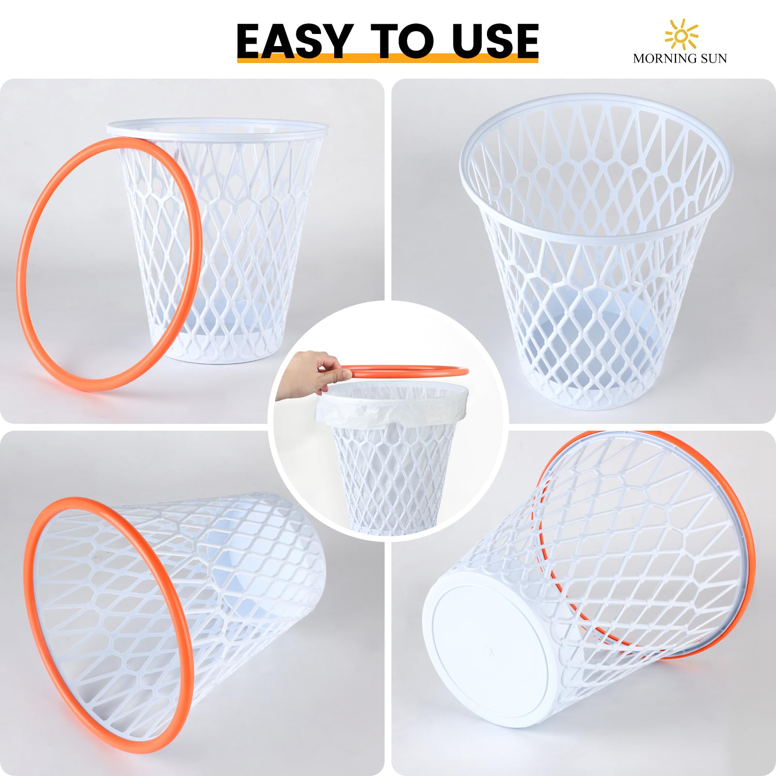 2-Pack Basketball Trash Can - 4.5 Gallon Basketball Hoop Waste Basket (11