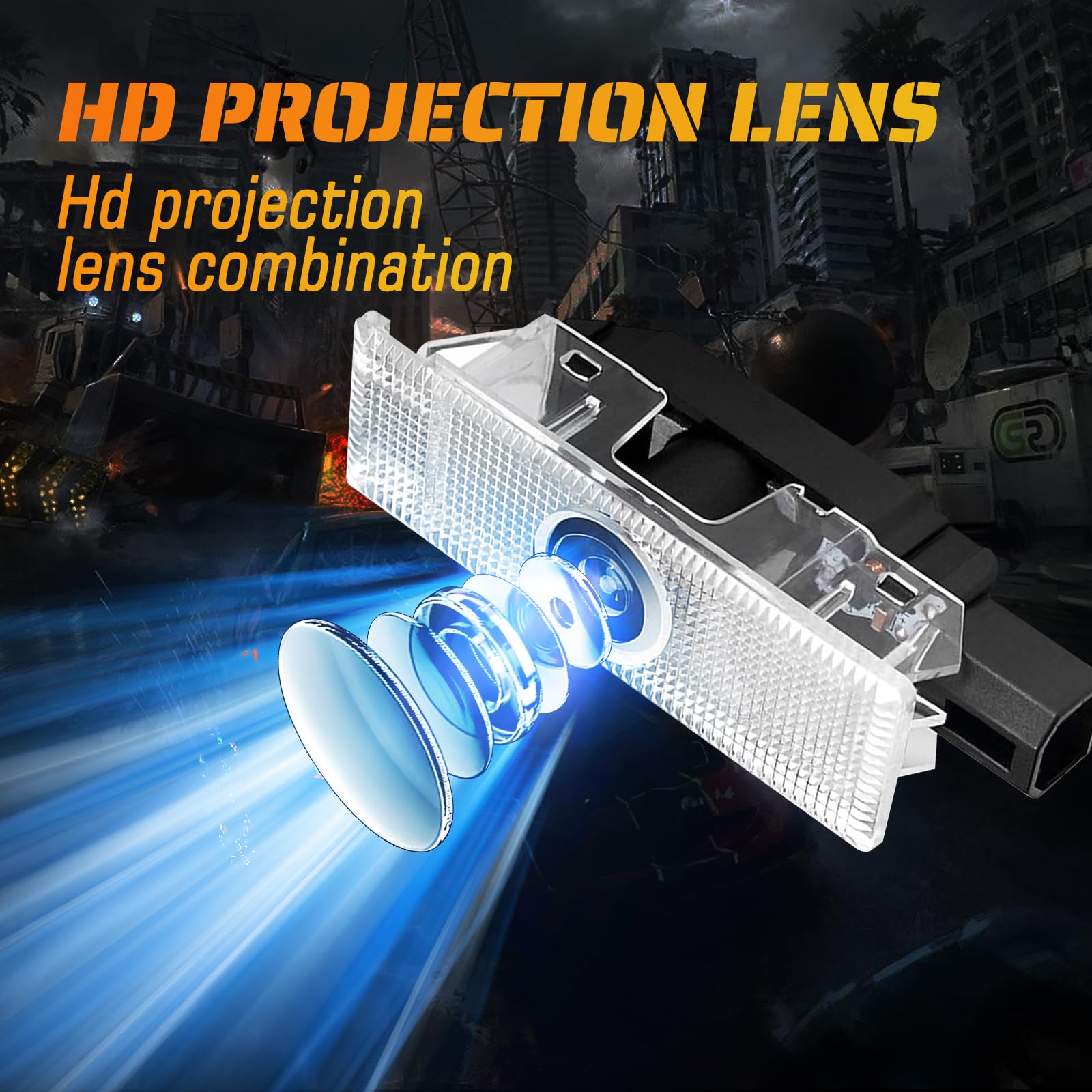 2Pcs LED Door Projector Lights for Dodge Challenger 2015-2023 - Custom Logo Puddle Lights, Courtesy Welcome Lights, Car Accessories for Nighttime Safety & Style Enhancement | Perfect for Driveways, Garages & Dark Parking Lots