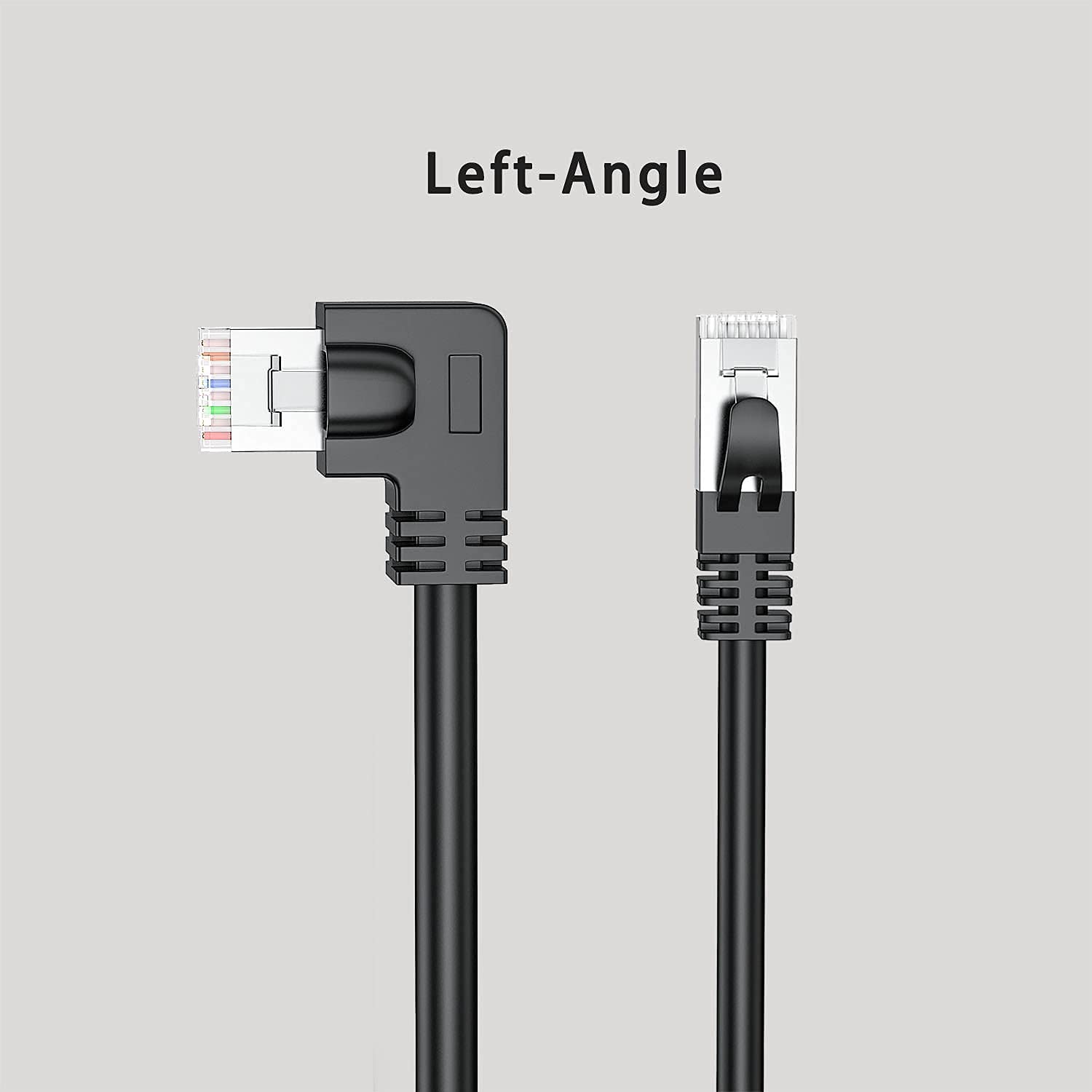 Premium Cat6 Shielded Ethernet Cable 90° Right Angle Leftward - High-Speed RJ45 Gigabit Network Cable for Mac, PC, Router, Modem, Printer, Xbox, PS4, PS3 - 6ft Black - Perfect for Gaming, Home Office & Smart Home Setup