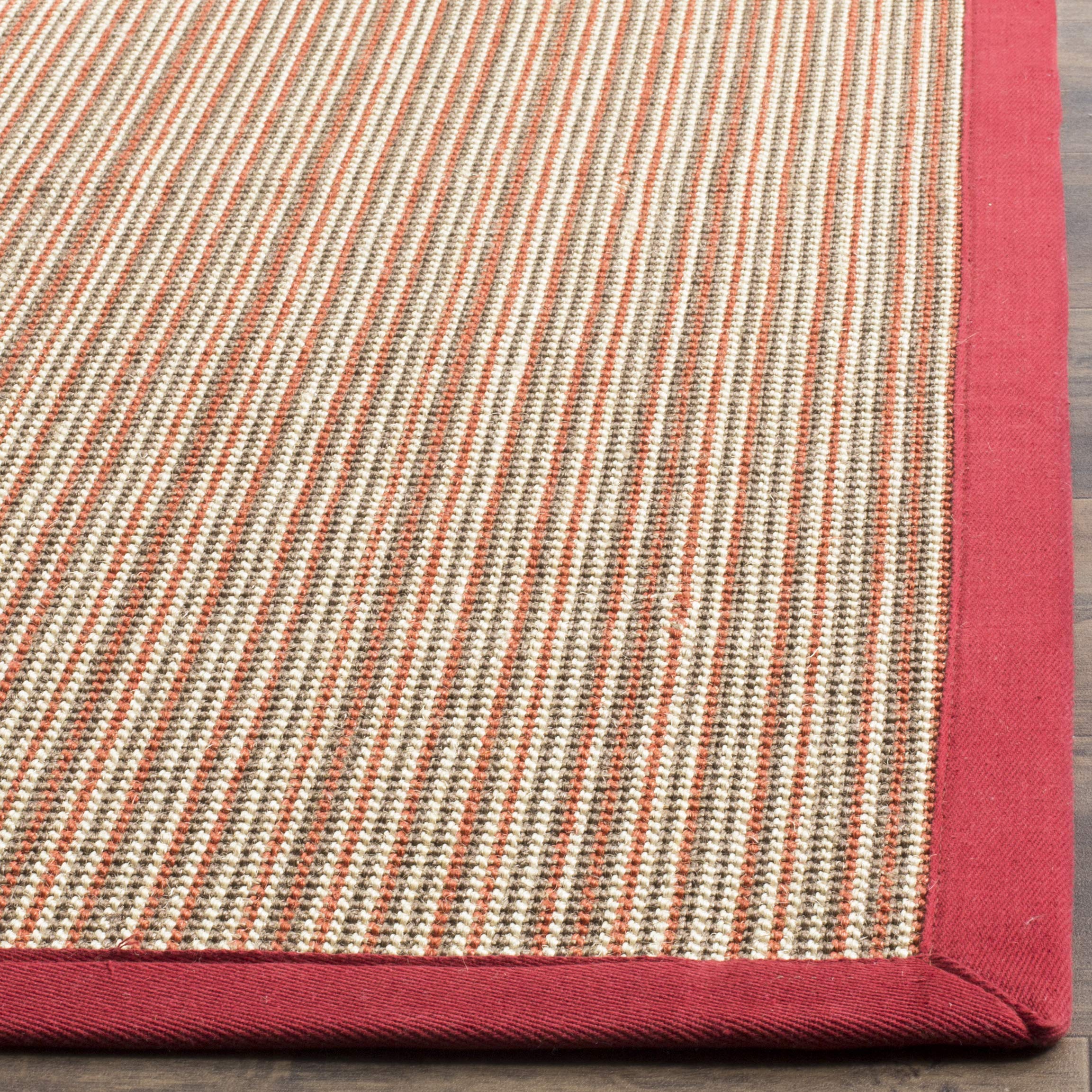 SAFAVIEH Natural Fiber Collection 6' x 9' Rust & Rust Border Stripe Sisal Area Rug - Easy Care, Durable for High Traffic Areas - Perfect for Living Room, Bedroom, Dining Room & Office (NF442B)