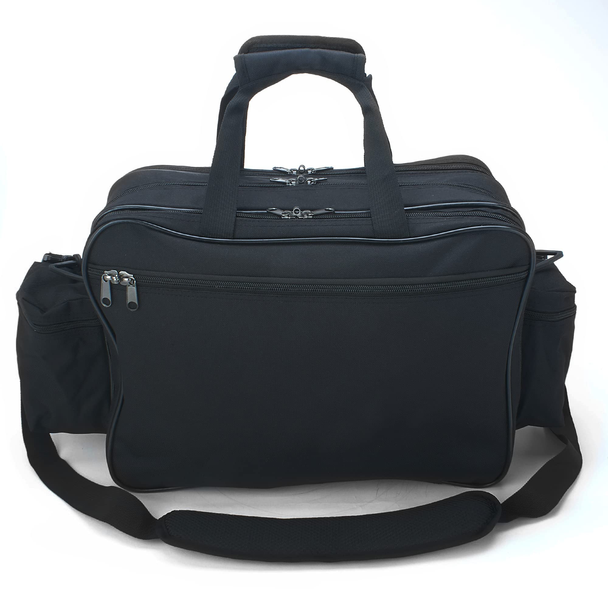 ASA TECHMED Professional Nursing Bag with Multiple Compartments - Durable Medical Shoulder Bag for Nurses, Doctors & EMTs | Water-Resistant Nylon | Adjustable Straps | Ideal for Hospital Rounds, Home Visits & Emergency Response (Black)