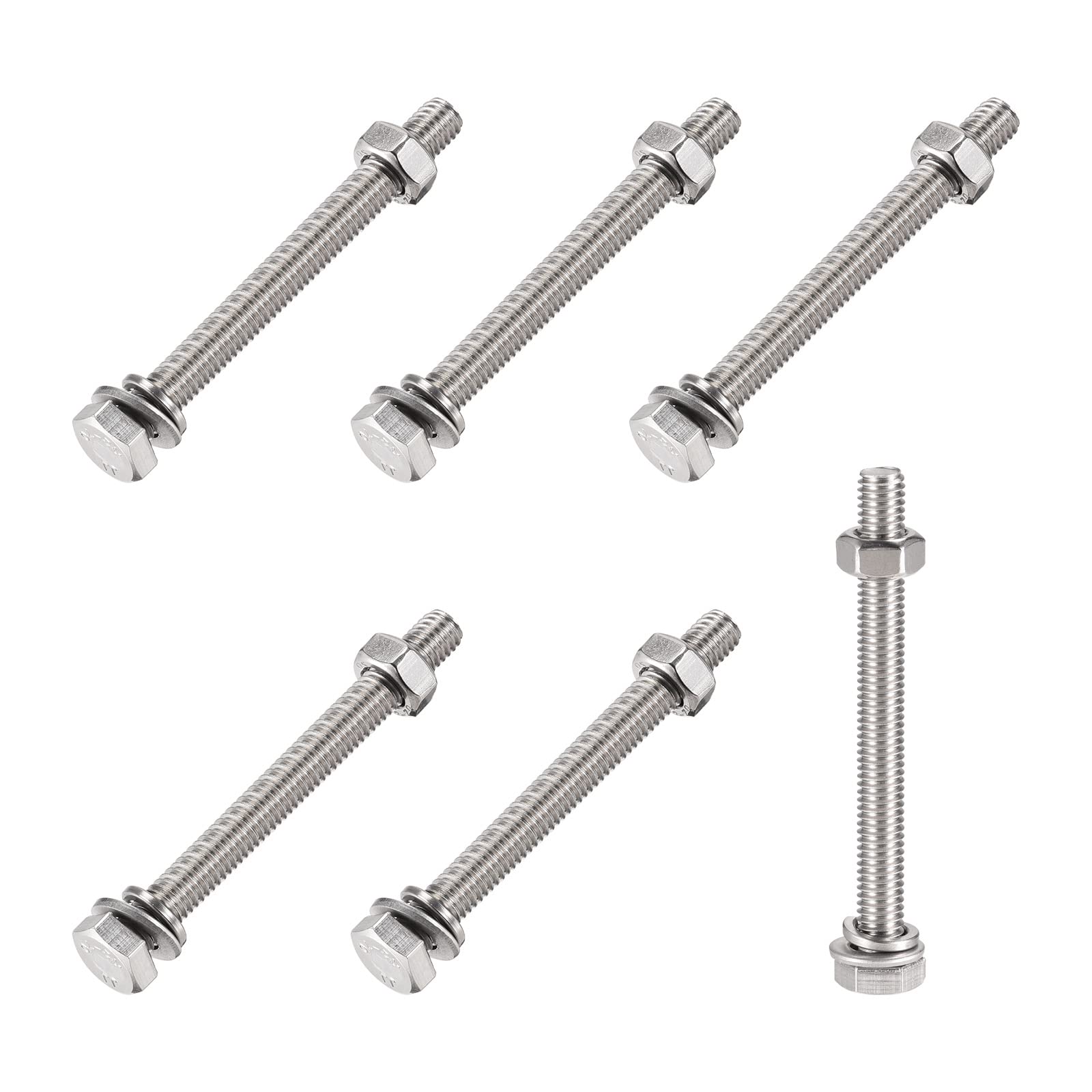304 Stainless Steel M6x65mm Hex Screws Bolts Kit (6 Sets) for Home Appliance Repair