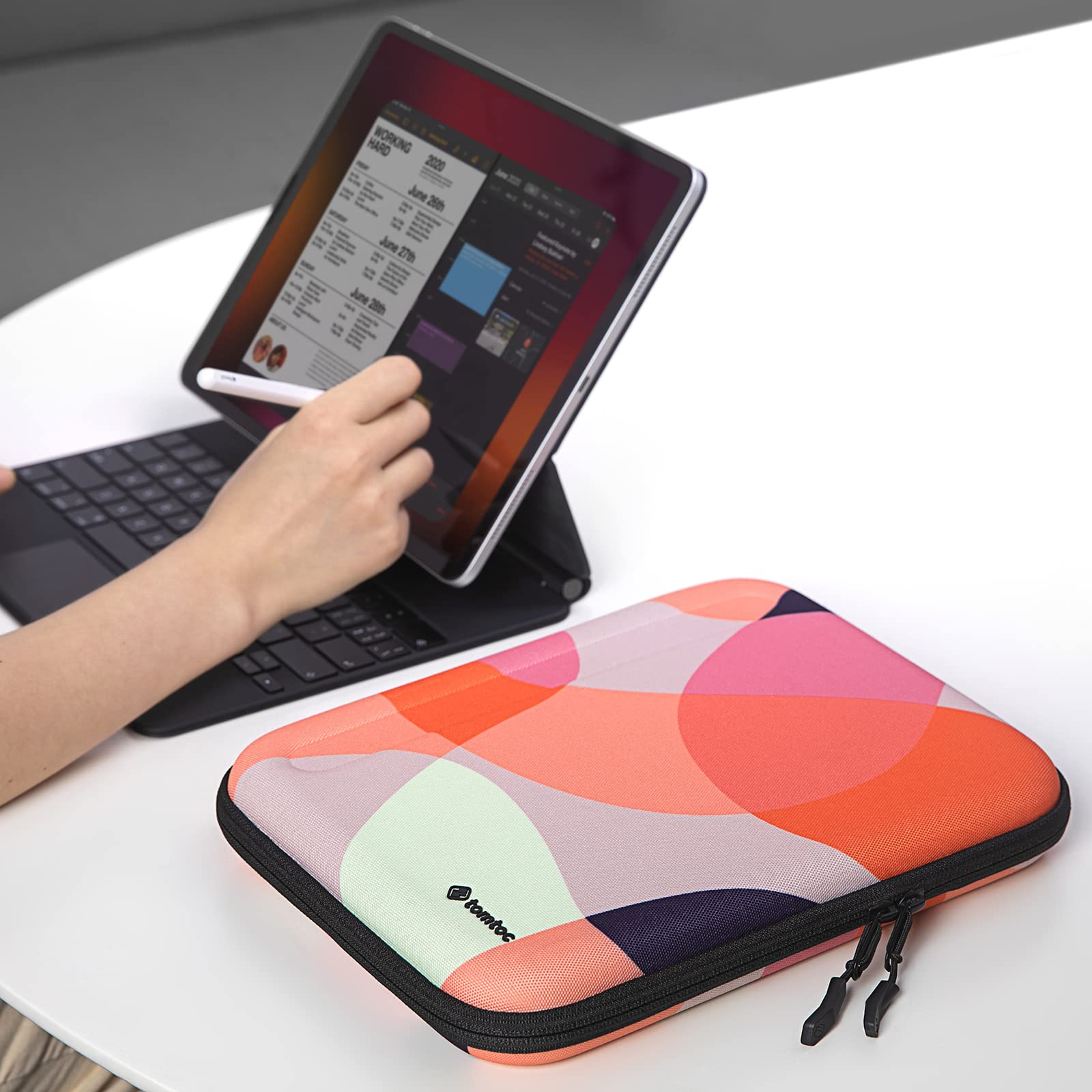 tomtoc Protective Sleeve Case for 13-inch iPad Pro M4 (2024) & iPad Air M2 - Durable Portfolio with Accessories Pocket for Apple Pencil Pro, Magic Keyboard & Charger - Perfect for Work, Travel & School Use
