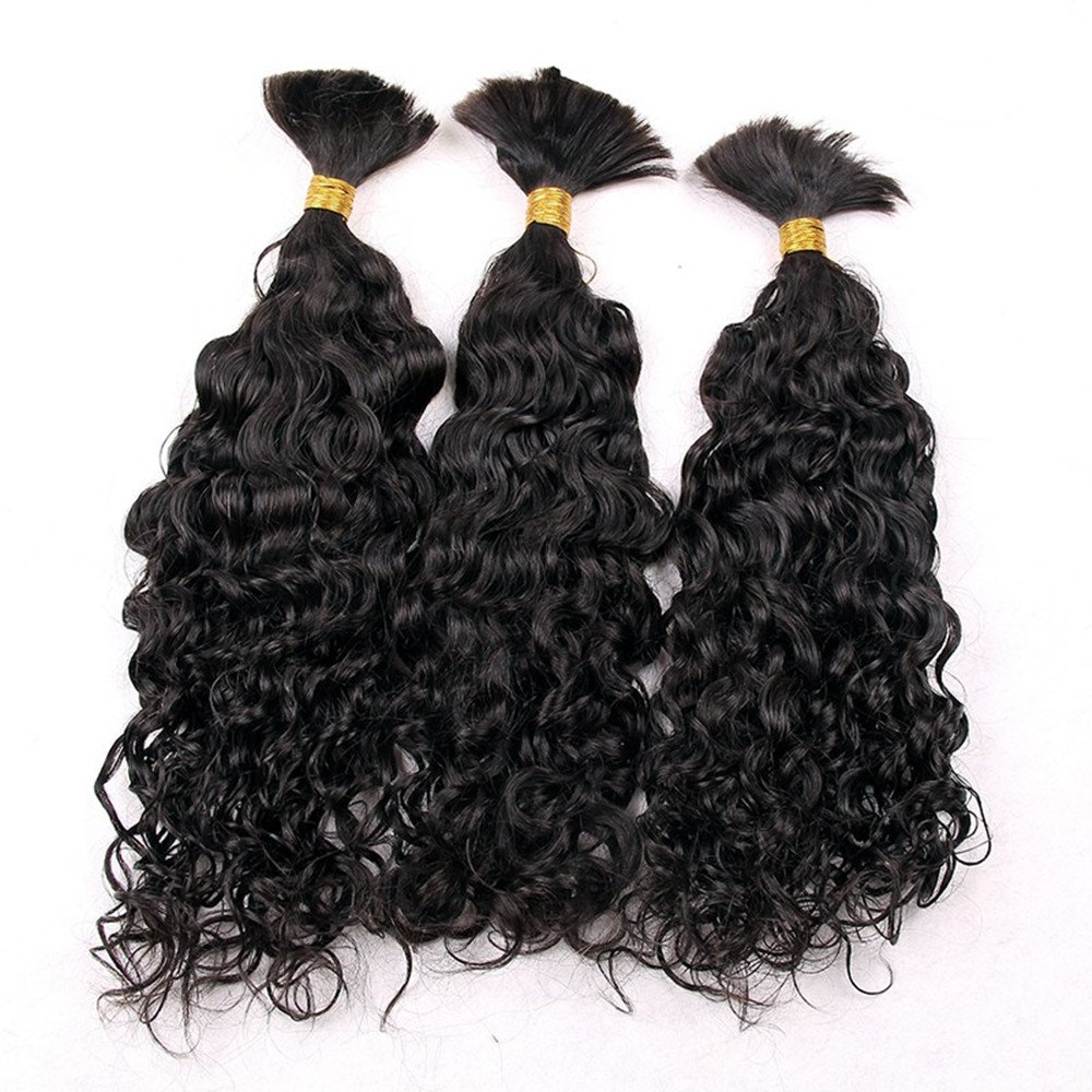 Virgin Peruvian Human Hair Extensions 100g Bundle - Natural Color Wavy/Curly 22 Inch Bulk Hair Weave for Women | Perfect for Daily Styling, Special Occasions & Salon Use
