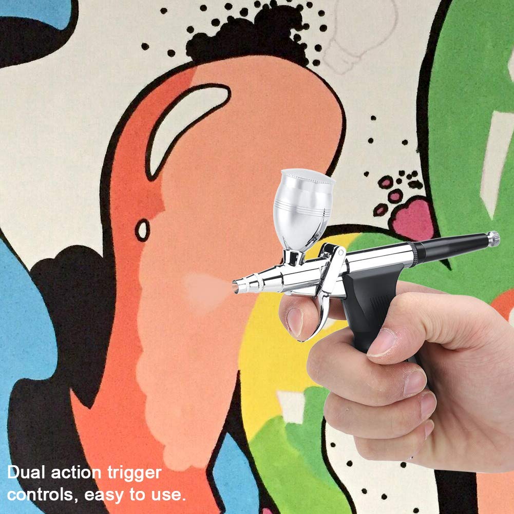 Professional Yosoo Dual Action Airbrush Kit - 0.2mm/0.3mm/0.5mm Nozzle Paint Spray Gun with Compressor for Cake Decorating, Nail Art, Tattoo, Model Painting & DIY Crafts | Perfect for Artists, Hobbyists & Professionals