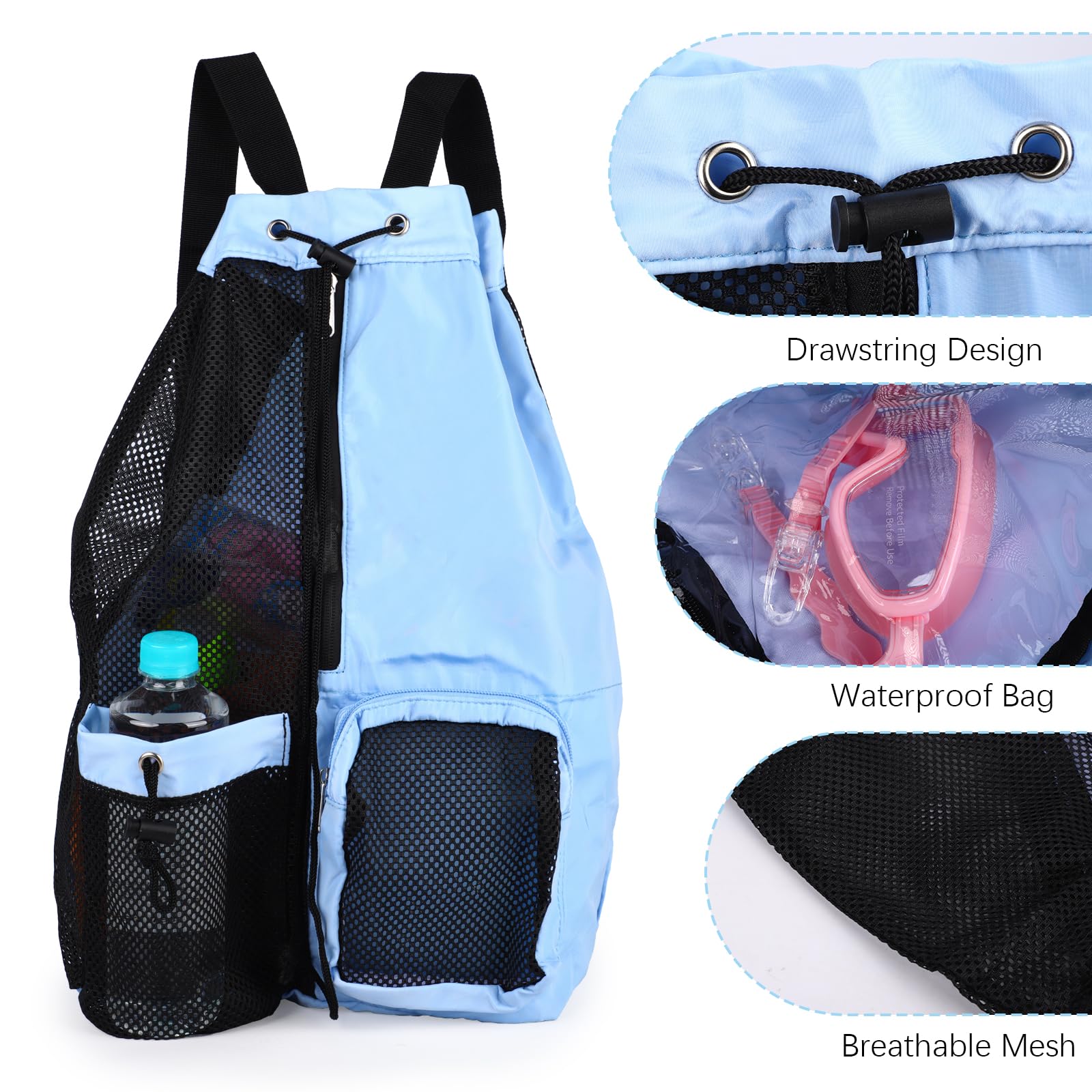 **Waterproof Nylon Swim Bag with Adjustable Strap - Mesh Drawstring Backpack for Swimming, Gym, Travel & Sports - Lightweight & Durable for Pool, Beach & Workout**