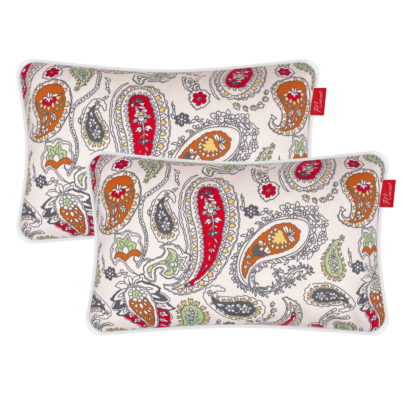 Pcinfuns Decorative Lumbar Pillows Set of 2 - 20x12 Inch Petal Red Throw Pillow Covers with Insert for Outdoor & Indoor Use - Perfect for Patio Furniture, Sofa, Bedroom and Living Room Decor
