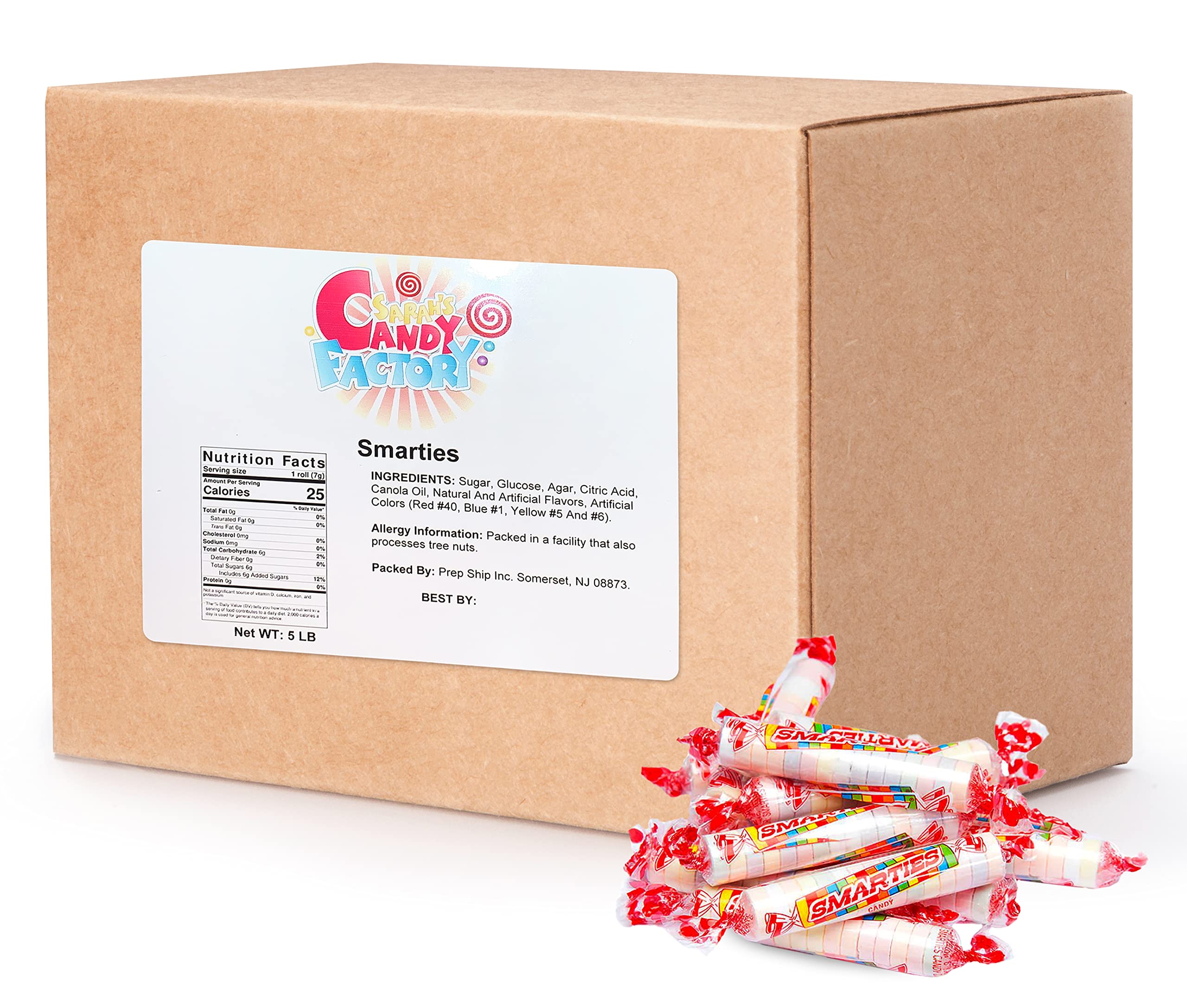 Smarties Candy Rolls Bulk 5 Lbs - Family Size Hard Candy Box by Sarah's Candy Factory | Perfect for Parties, Halloween Treats & Office Snacks