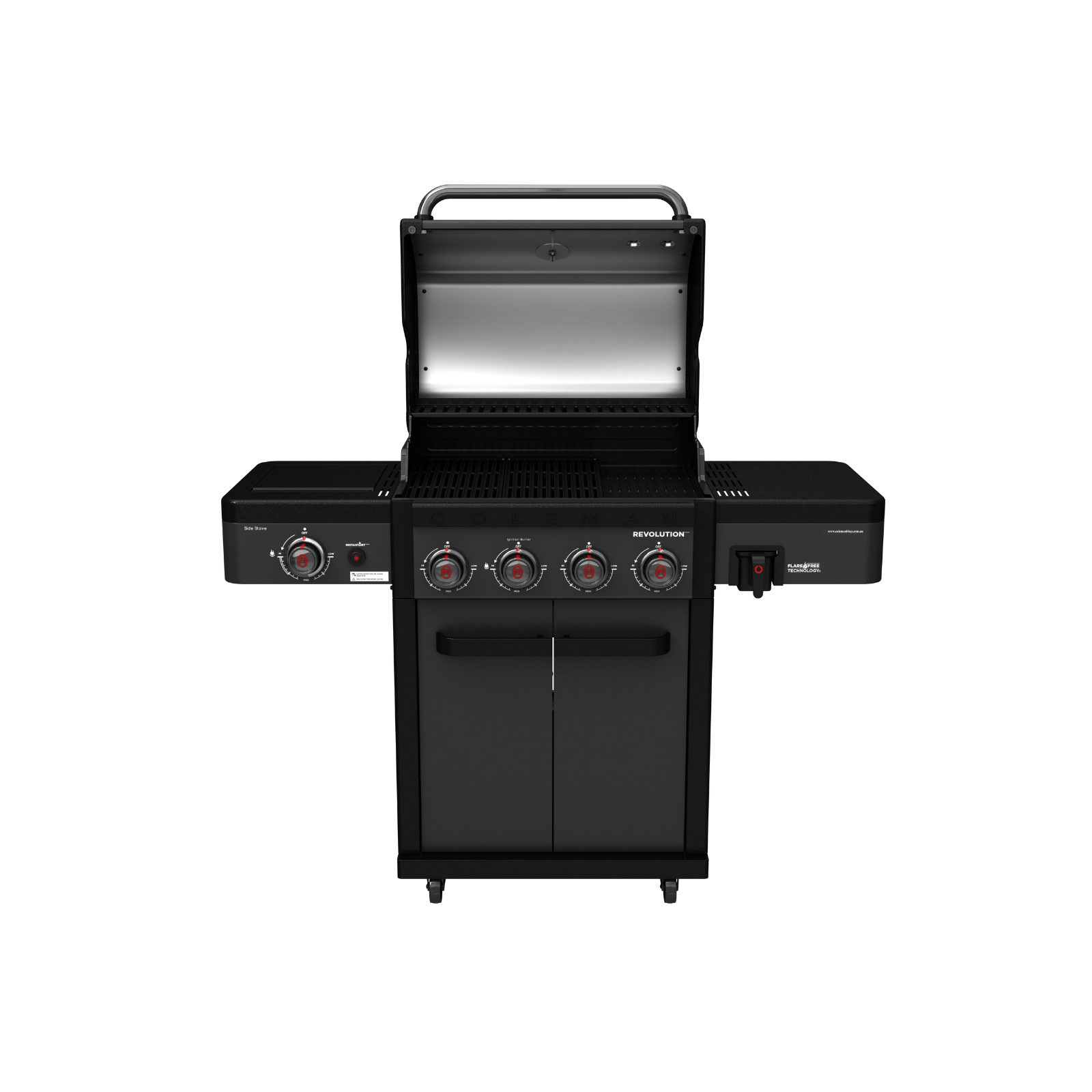 Coleman Revolution 4-Burner Propane Gas Grill with Side Burner - Black Matte Finish | Perfect for Backyard BBQs, Camping & Outdoor Cooking | REV4BMA