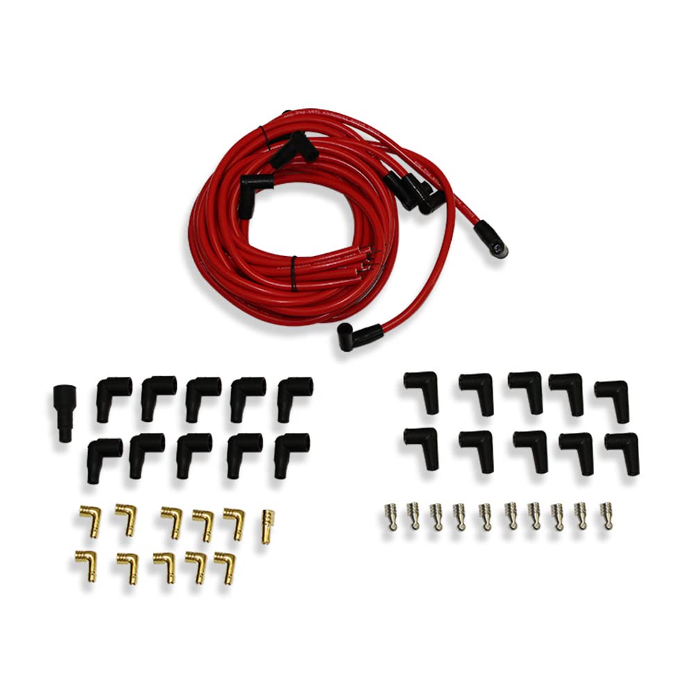 High-Performance 9.5mm Red Spark Plug Wires Distributor for Chevy BBC SBC 302 350 383 454 - Compatible with Chevy Small Block & Big Block Engines - Perfect for Racing, Hot Rods & Engine Upgrades