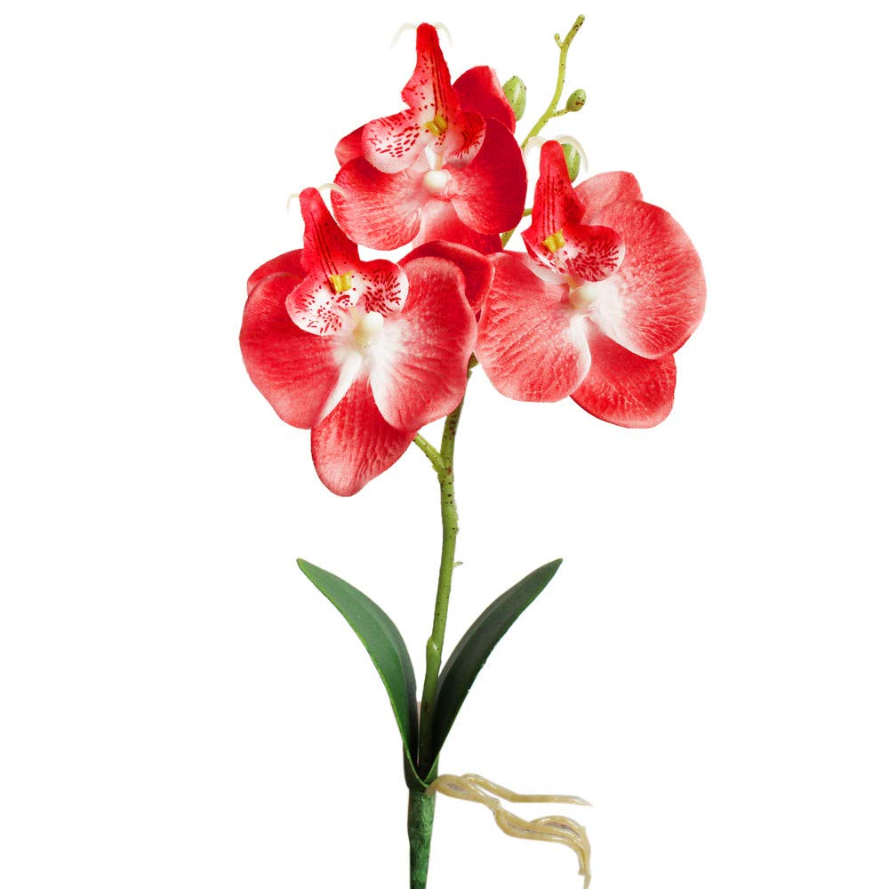 Triple Head Silk Orchid Flower - Red for Home & Wedding Decor