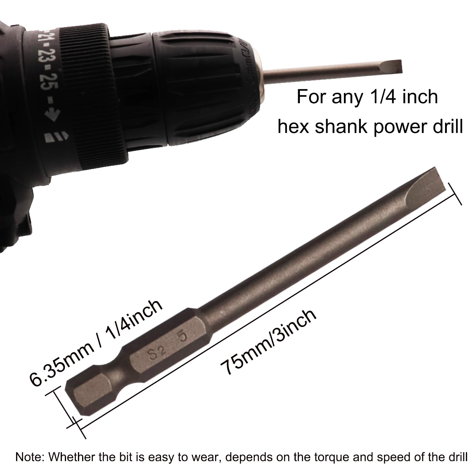 10Pcs Magnetic Flat Head Screwdriver Bits Set - 5mm/0.2