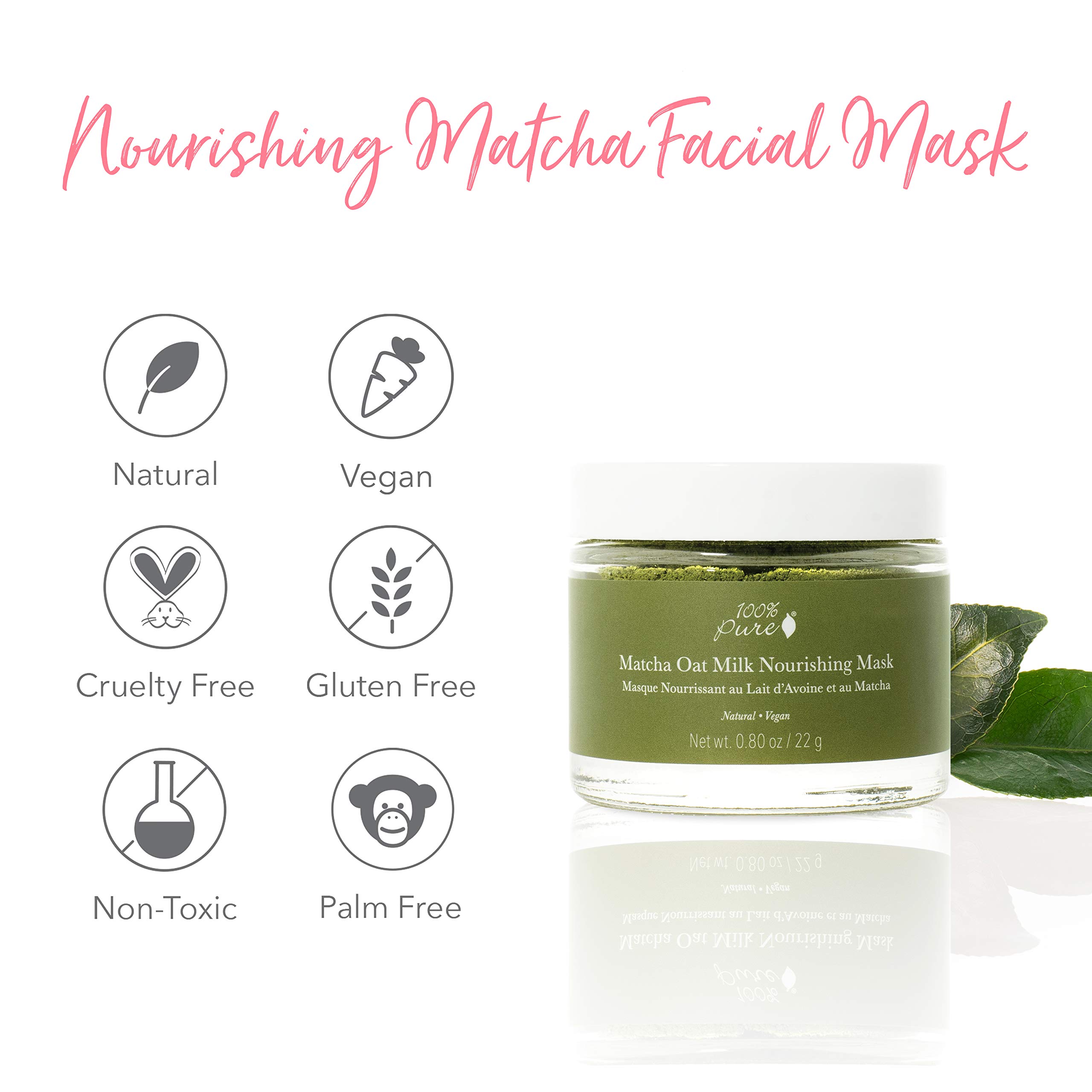 100% Pure Matcha Oat Milk Face Mask Powder - Anti-Aging, Anti-Inflammatory, Deep Moisturizing & Skin Restoring Treatment - 0.8 oz for Glowing Skin - Perfect for Spa Night, Self-Care Routine & Dry Skin Relief