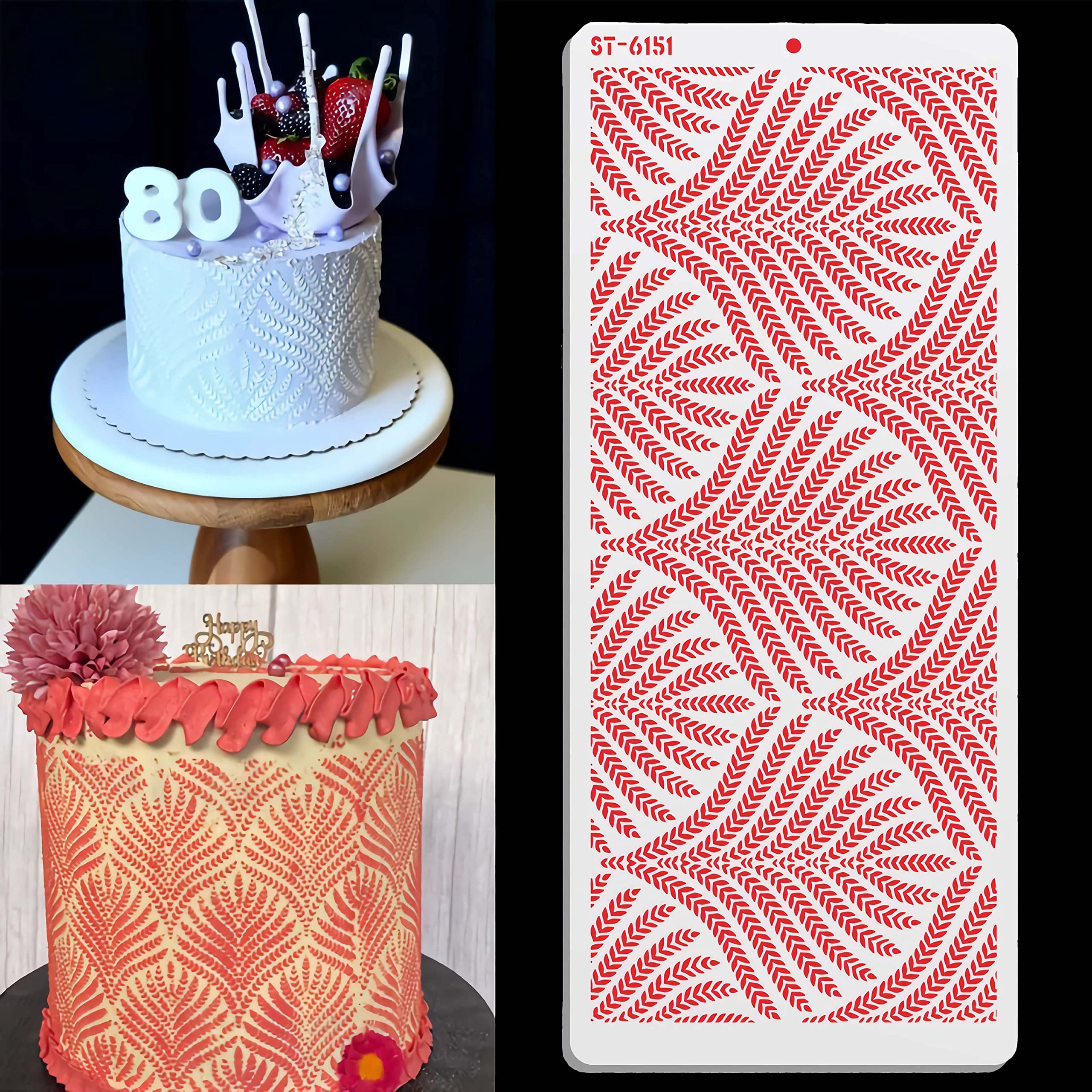 Plastic Wheat Cake Stencils for Buttercream Decorating - Embossing Templates for Wedding Cake Decoration Tools | Perfect for Birthday, Anniversary & Special Event Cakes