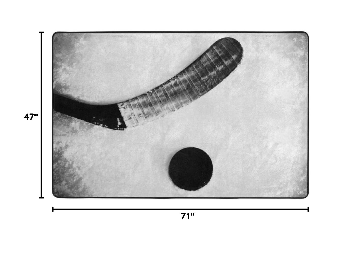 Premium Ice Hockey Ball Throw Area Rug - Non-Slip Washable Sports Carpet for Living Room, Bedroom, Kitchen | 6x4ft Hockey Theme Floor Mat - Perfect for Game Rooms, Man Caves & Sports Decor