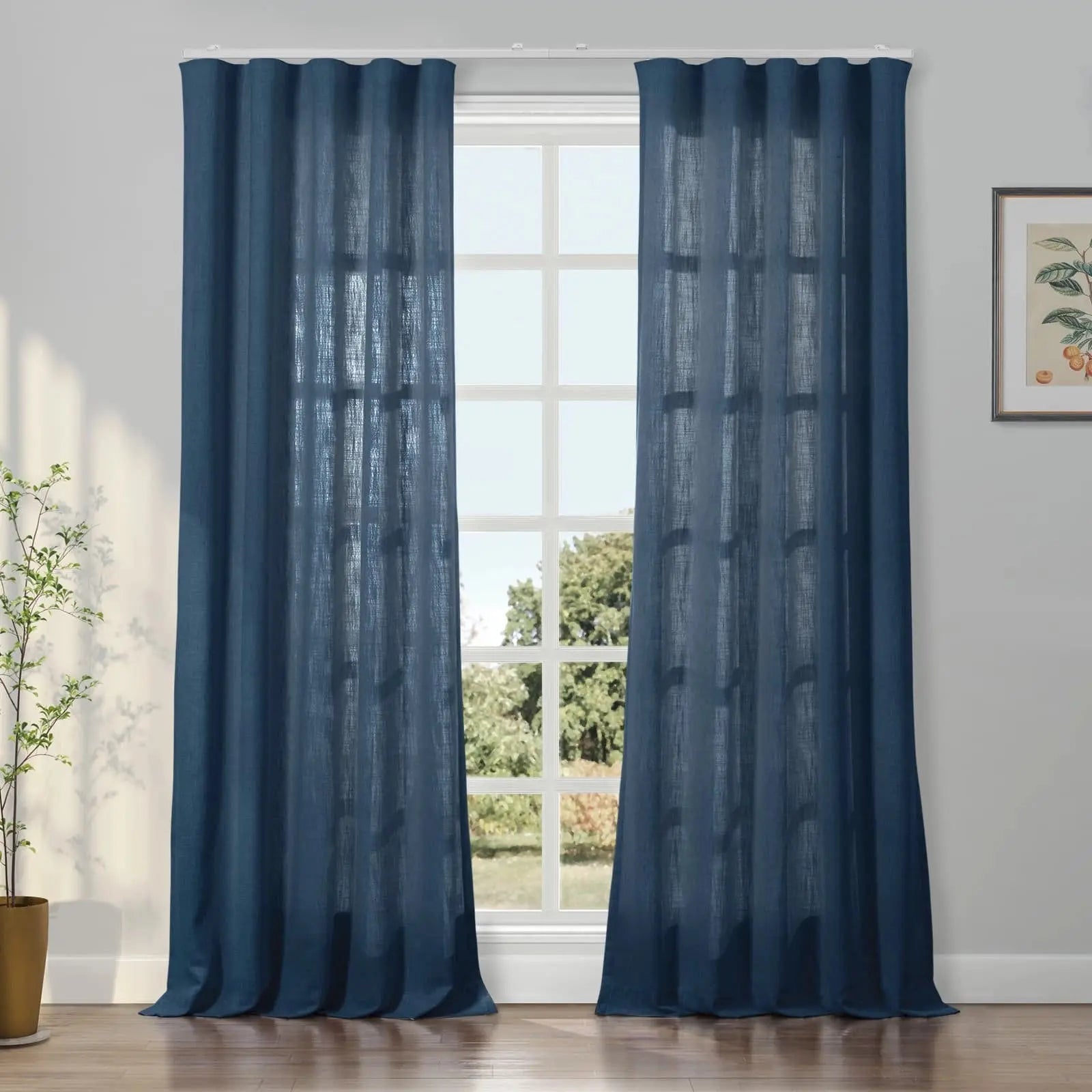 Liz Linen Ripple Fold Drapery Curtains - Elegant Window Treatments for Living Room & Bedroom Decor
