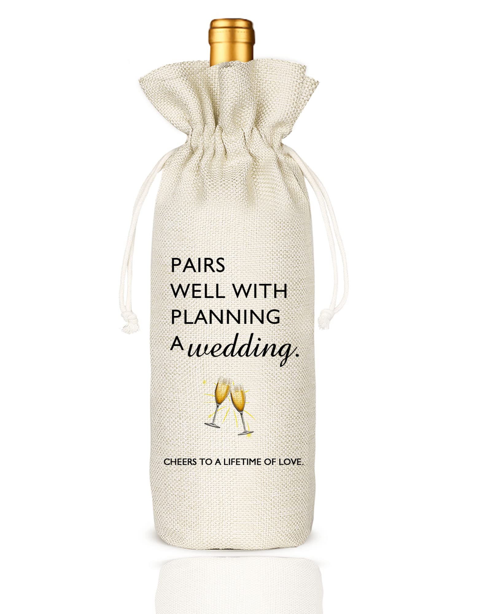 Elegant Burlap Reusable Wine Bags - Perfect Engagement Gifts for Couples, Wedding Planning & Bridal Shower Presents | Great for Wedding Celebrations, Anniversaries & Romantic Date Nights