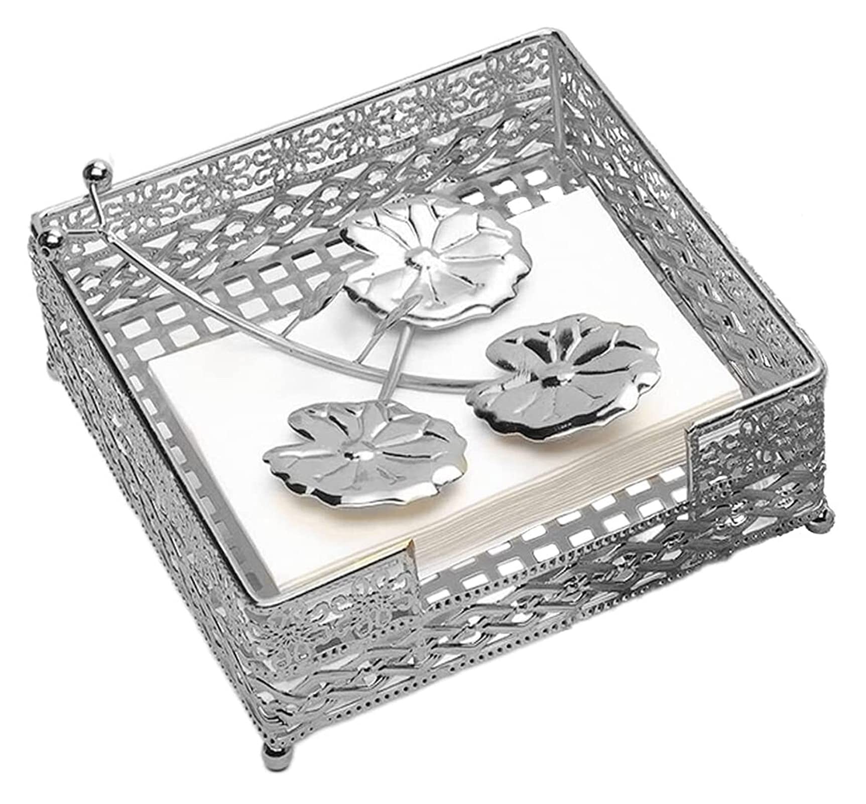 Premium Heavy Duty Tissue Dispenser - Stainless Steel Silver Flat Napkin Holder for Kitchen, Dining Table, Restaurant & Picnic | Indoor & Outdoor Use with Weighted Arm | Perfect for Home, Office, and Commercial Spaces