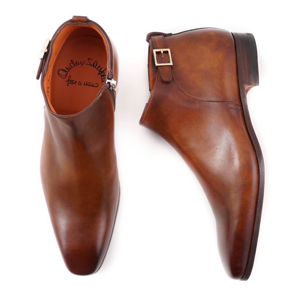 Santoni Brown Leather Ankle Boots with Buckle Detail - Stylish Women's Fashion Boots for Casual Outfits & Fall Wardrobe