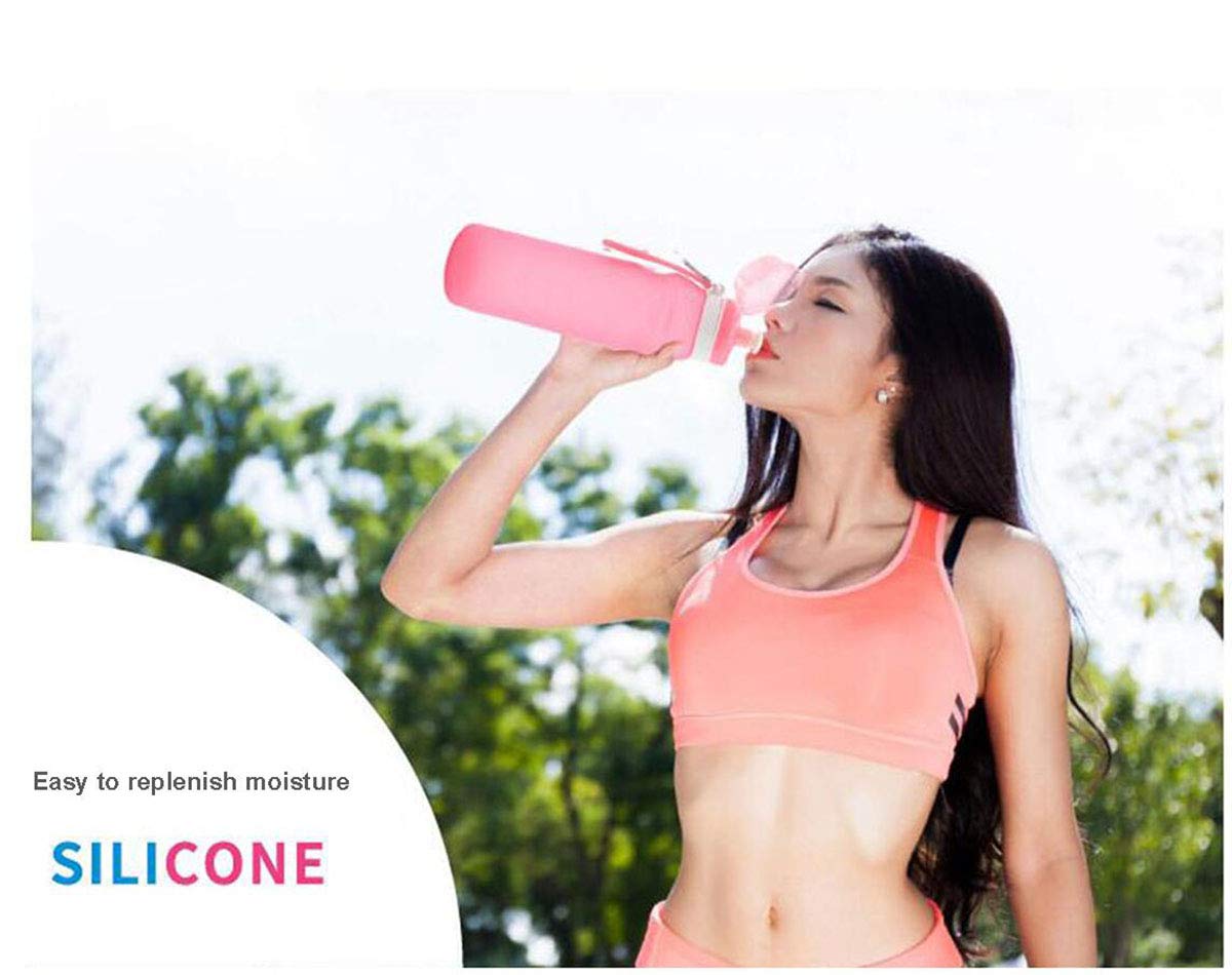 Collapsible Silicone Water Bottle 13.5 oz - Foldable, Leakproof & Ultralight - Roll Up Design Saves Space - Perfect for Hiking, Camping, Gym & Outdoor Activities