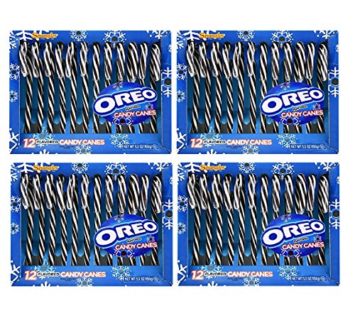 Spangler Oreo Flavored 12 Candy Canes - Cookies & Cream (Pack of 4) | Christmas Stocking Stuffers, Holiday Party Favors & Sweet Treats for Kids
