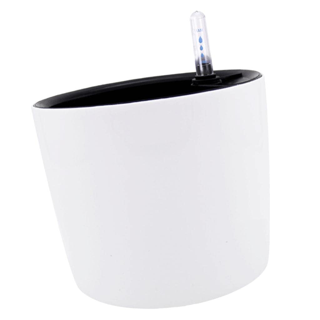 Flameer Self Watering Plant Pots with Water Level Indicator - Round Wicking Planter for Indoor Plants Like Golden Ivy, African Violet, Orchid - Perfect for Home, Office Decor (White)