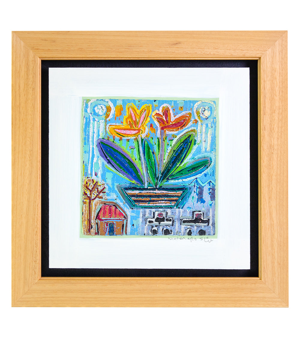 Original Woodblock Painting 'Winter' by Seung Lee - Handmade Asian Artwork for Home Decor & Gift Giving