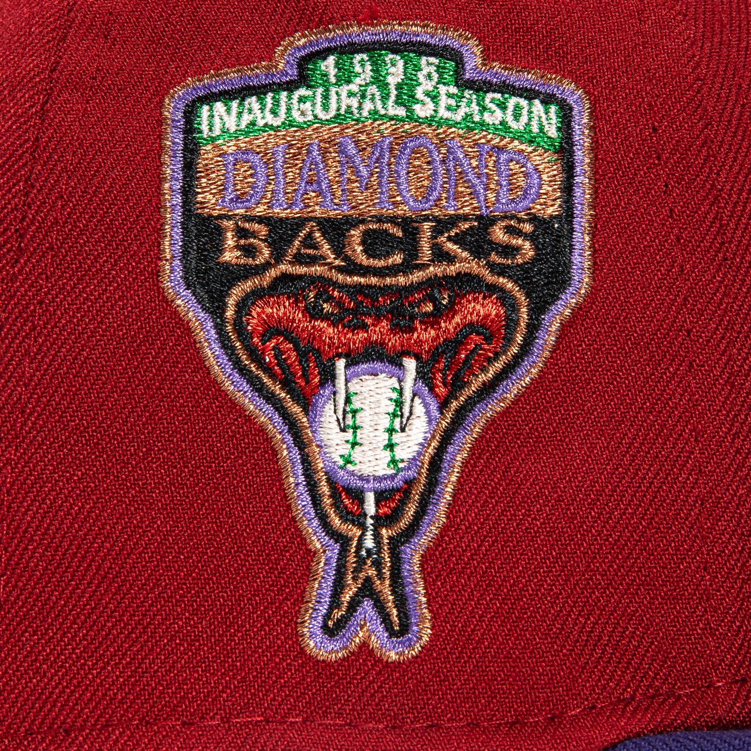 New Era 59Fifty MLB Arizona Diamondbacks Inaugural Patch Snapback Hat - Sedona Red & Purple | Official Licensed Baseball Cap for Fans & Collectors | Perfect for Games, Tailgating & Streetwear Fashion