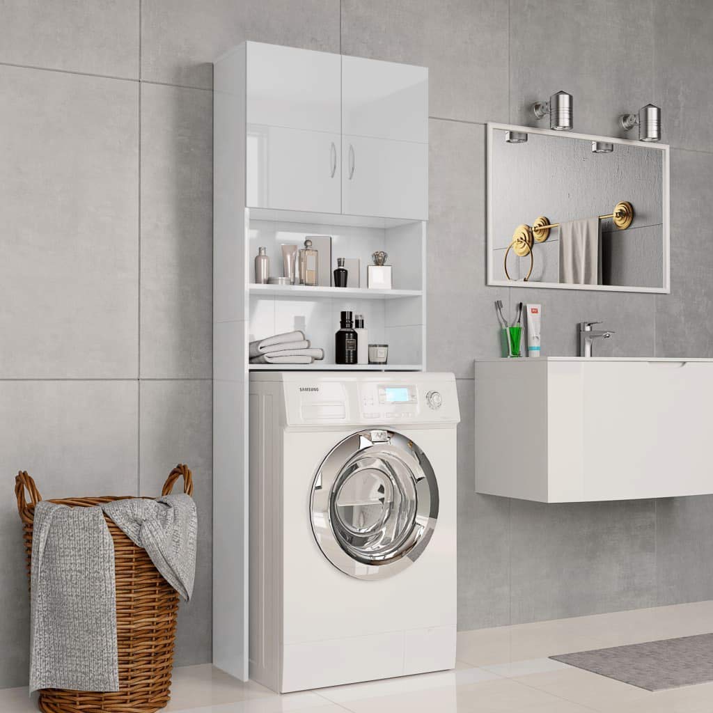vidaXL Washing Machine Cabinet with Storage Shelf, Laundry Room Organizer Furniture for Home - White/Gray/Black (Multi Colors) - Perfect for Small Spaces & Apartment Laundry Rooms