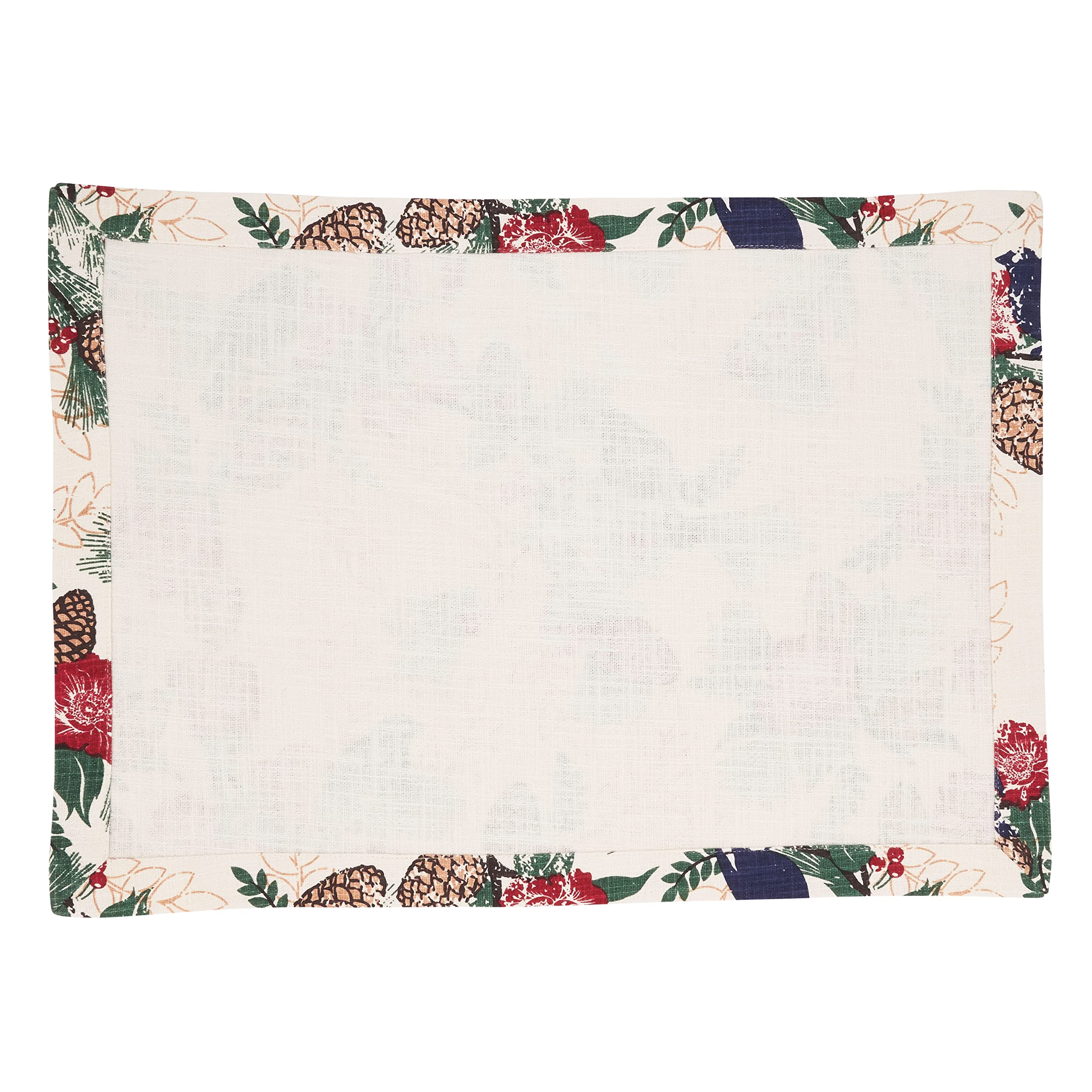 Pinecone and Bird Themed Placemats Set of 4 - Waterproof Coasters for Dining Table Decor, Kitchen, Thanksgiving & Christmas Dinner Settings
