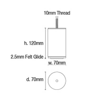 Bravo Round Profile Furniture Legs 12cm Tall - Brushed Matte Finish - Sturdy Cabinet & Table Legs for Modern Home & Office Furniture - Perfect for DIY Projects, Shelves, Desks & Side Tables