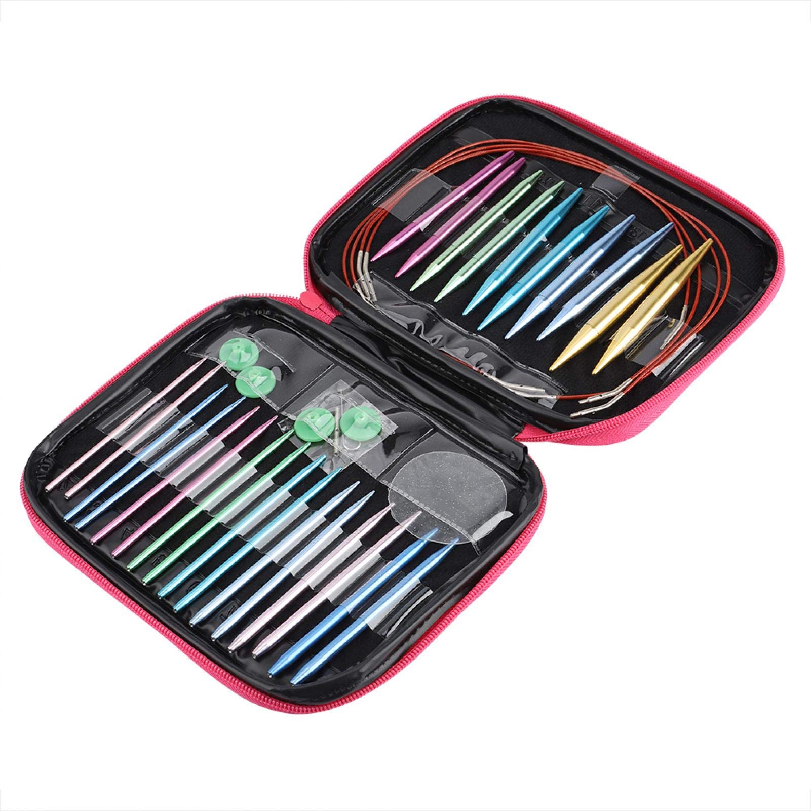Interchangeable Circular Knitting Needles Set - Durable Aluminum Knitting Needle Kit with Storage Case | Perfect for Women, Moms & DIY Handmade Projects | Great for Socks, Sweaters & Home Decor Crafts