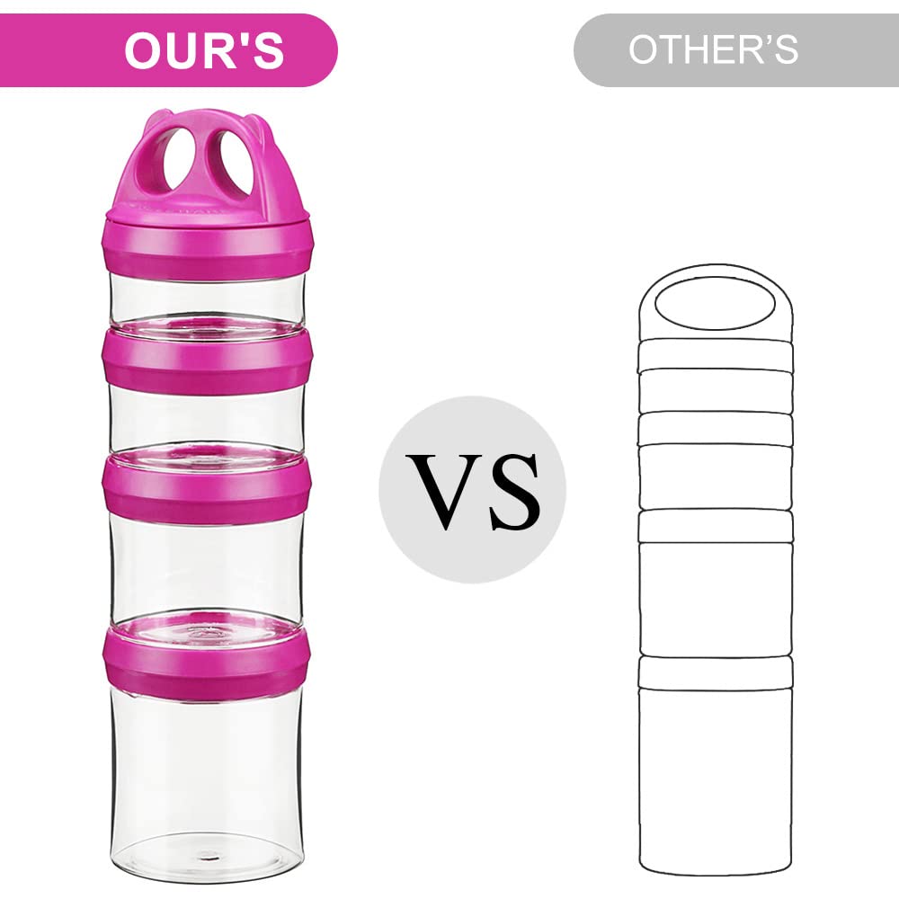 Besthouse 4-Piece Twist Lock Stackable Food Storage Containers - 31oz BPA-Free Snack Jars for Milk Powder, Protein Powder, Cereal & Travel Snacks | Airtight Kitchen & Pantry Organization | Perfect for Camping, Office & Baby Formula Storage (Burgundy)