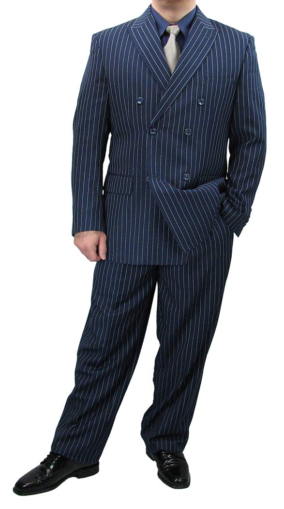 Sharp Luxurious 2-Piece Men's Double Breasted Pinstripe Suit with 1 Pair of Dress Socks - Perfect for Business Meetings, Weddings & Formal Events