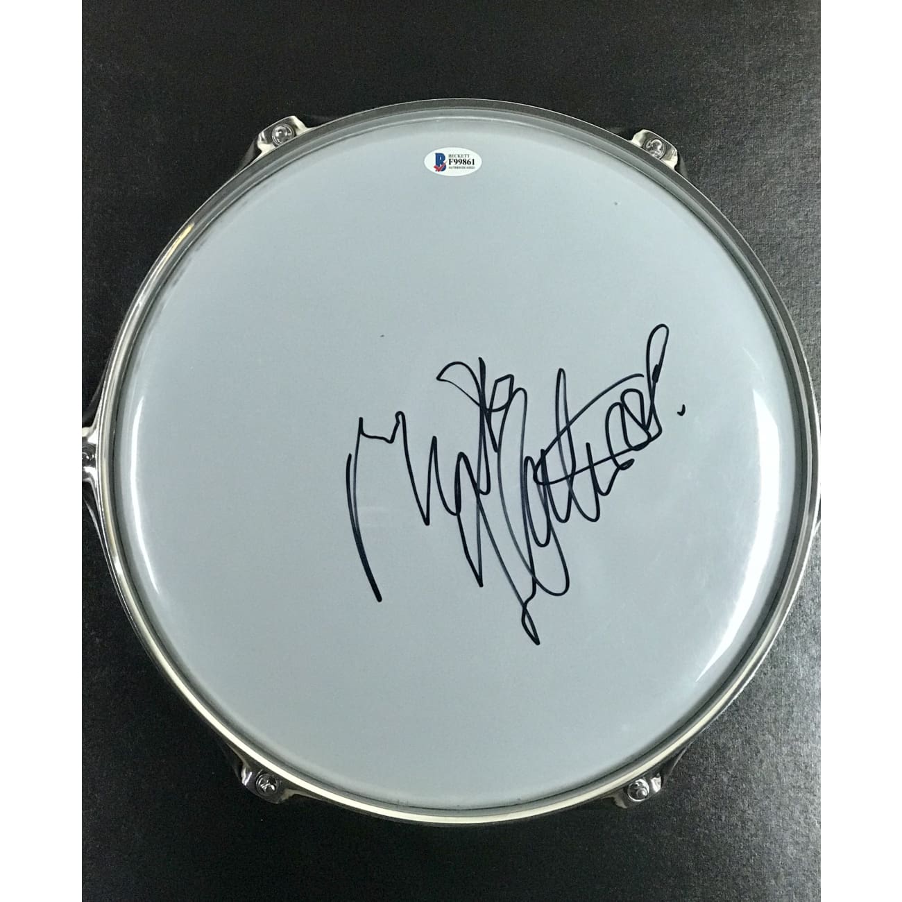 Authentic Fleetwood Mac Drumhead Collage Signed by Mick Fleetwood with BAS COA - Rare Collectible for Music Fans & Memorabilia Enthusiasts | Perfect for Home Decor, Music Rooms & Fan Collections