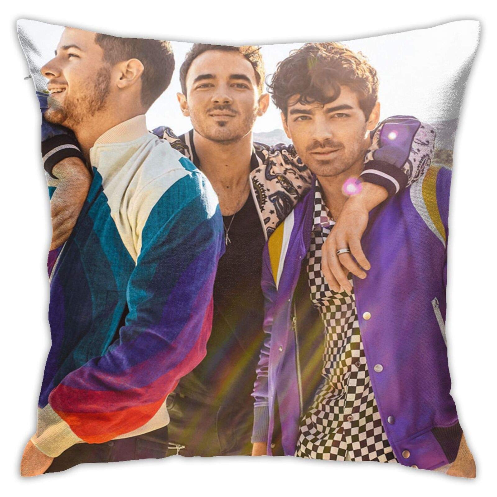 Jonas Brothers Coolest Worldwide Tour 2020 Concert Merch - Lightweight Sweat Pillowcases, Floor Pillows, Cushion Covers for Sofa, Bed & Car Interior Decor - Perfect for Home, Office & Travel Accessories